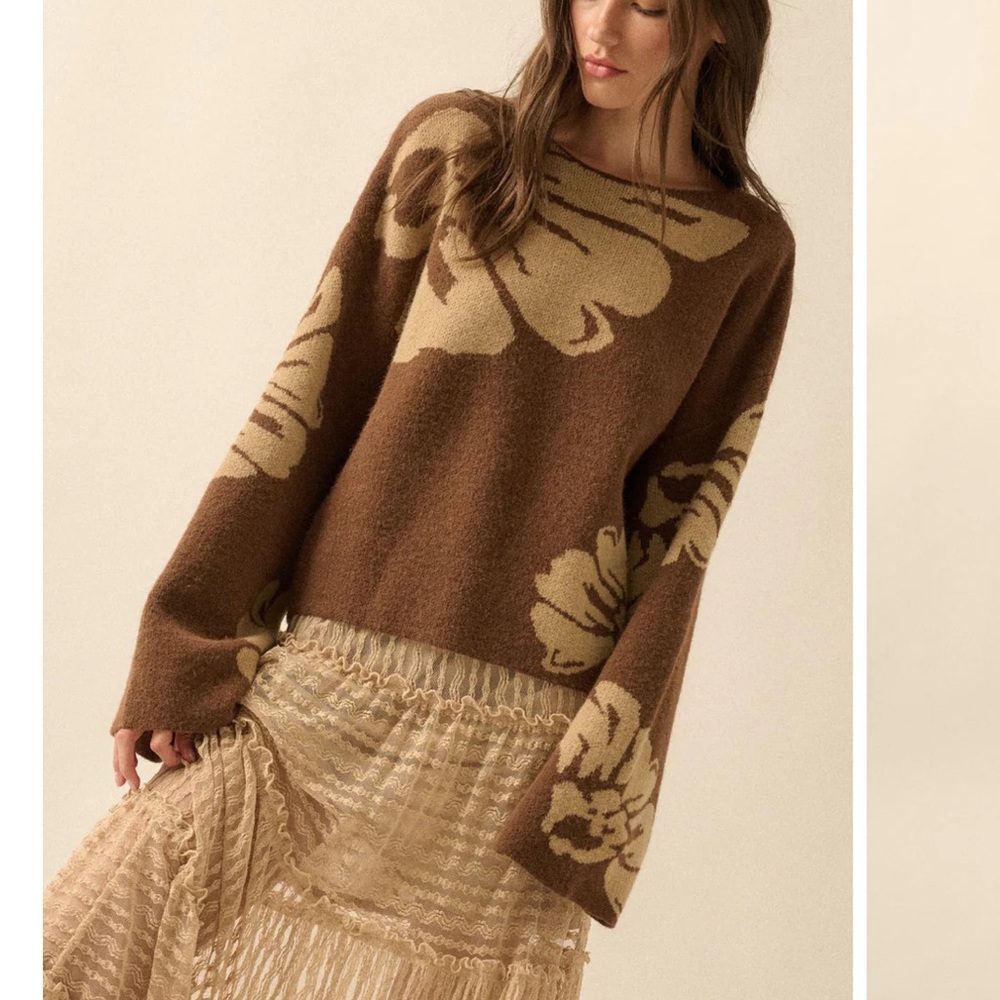 Promesa Brown Floral Women's Sweater